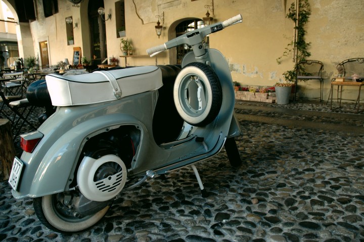 a perfectly restored Vespa in Treviso